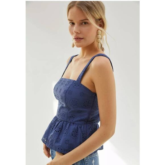 New Anthropologie x Hutch Dorri Buckle-Back Tank Top $128 SIZE 8 Blue - Picture 4 of 5